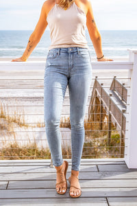 Ankle-Length Distressed Jeans with Pockets - PINKCOLADA--100100139415030