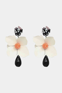 Bloosom Flower and Teardrop Resin Dangle Earrings
