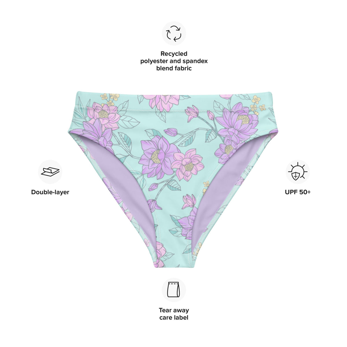 MIAMI ECO HIGH WAISTED BIKINI BOTTOM | MELODY PURPLE - PINKCOLADA