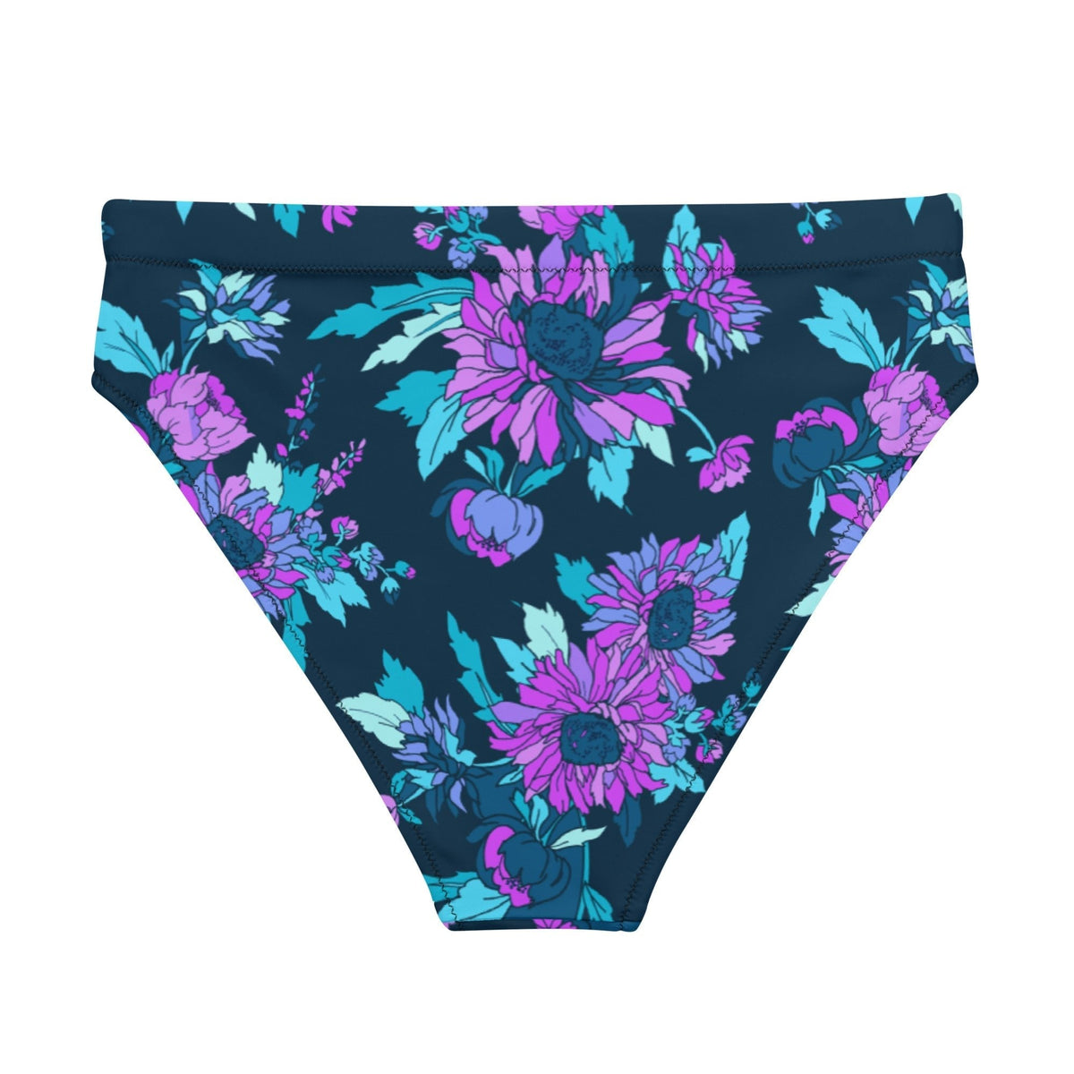 MIAMI ECO HIGH WAISTED BIKINI BOTTOM | MIDNIGHT BLOOMS - PINKCOLADA