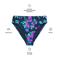 MIAMI ECO HIGH WAISTED BIKINI BOTTOM | MIDNIGHT BLOOMS - PINKCOLADA