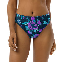 MIAMI ECO HIGH WAISTED BIKINI BOTTOM | MIDNIGHT BLOOMS - PINKCOLADA