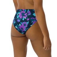 MIAMI ECO HIGH WAISTED BIKINI BOTTOM | MIDNIGHT BLOOMS - PINKCOLADA