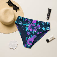 MIAMI ECO HIGH WAISTED BIKINI BOTTOM | MIDNIGHT BLOOMS - PINKCOLADA