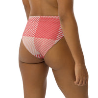 MIAMI ECO HIGH WAISTED BIKINI BOTTOM | OVERSIZED RED GINGHAM - PINKCOLADA