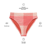 MIAMI ECO HIGH WAISTED BIKINI BOTTOM | OVERSIZED RED GINGHAM - PINKCOLADA