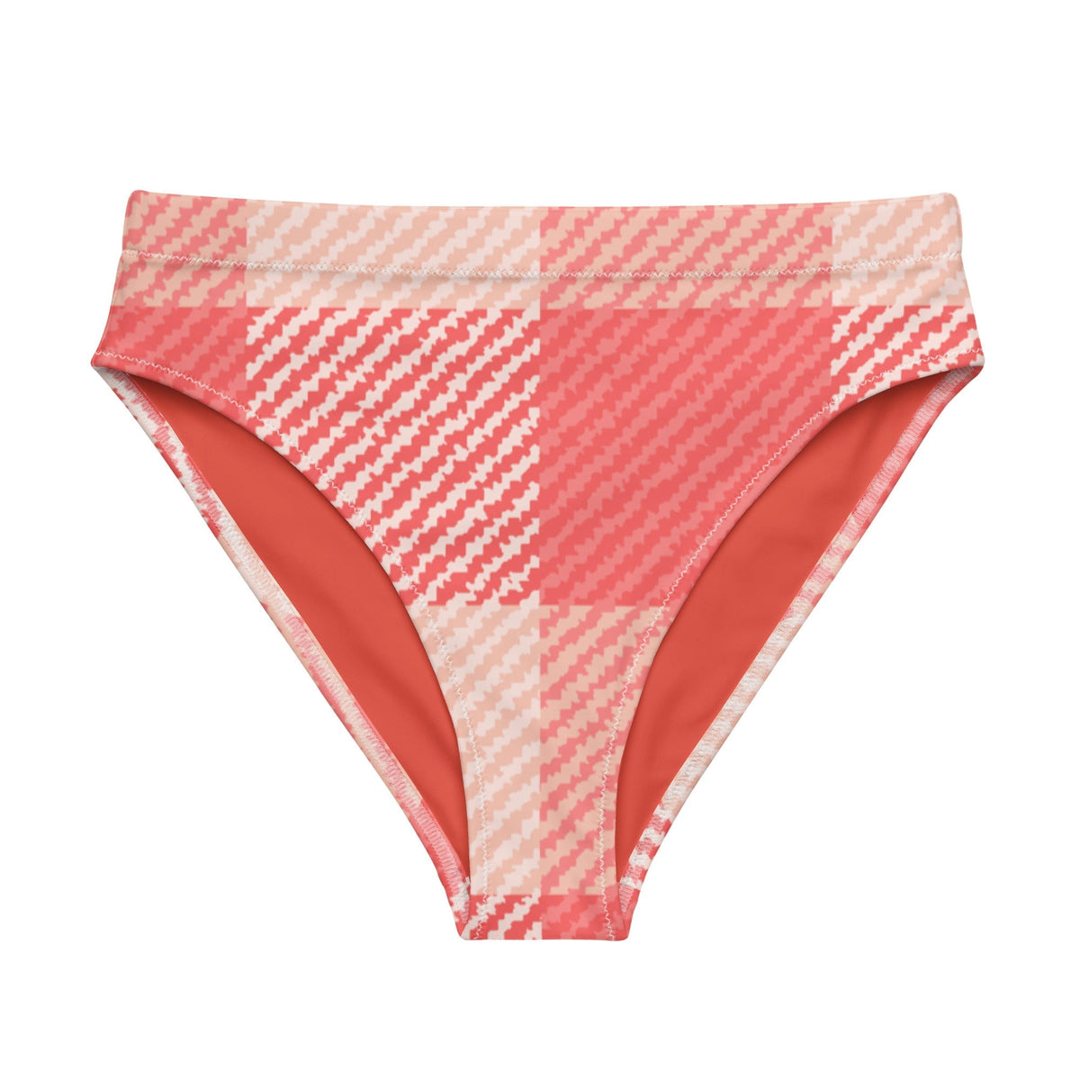 MIAMI ECO HIGH WAISTED BIKINI BOTTOM | OVERSIZED RED GINGHAM - PINKCOLADA