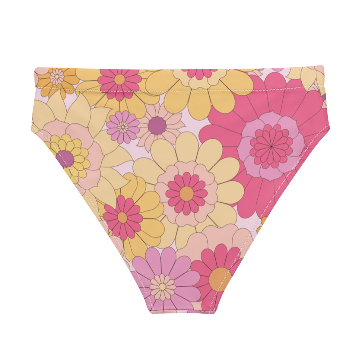 MIAMI ECO HIGH WAISTED BIKINI BOTTOM | PEACHY BLOOMS - PINKCOLADA