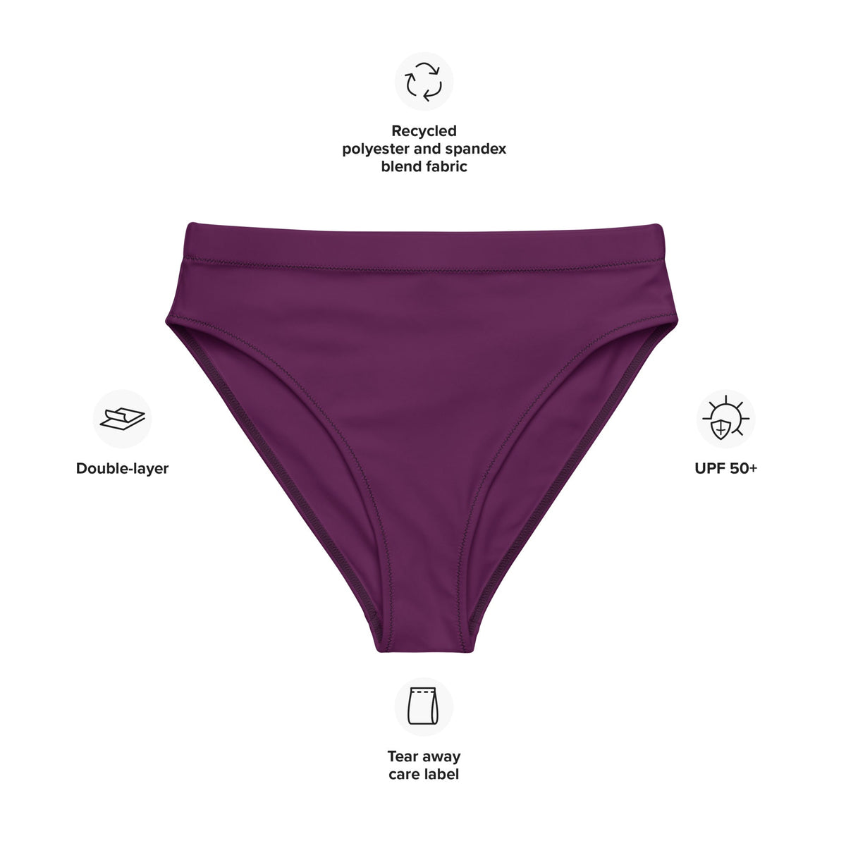 MIAMI ECO HIGH WAISTED BIKINI BOTTOM | PLUM - PINKCOLADA