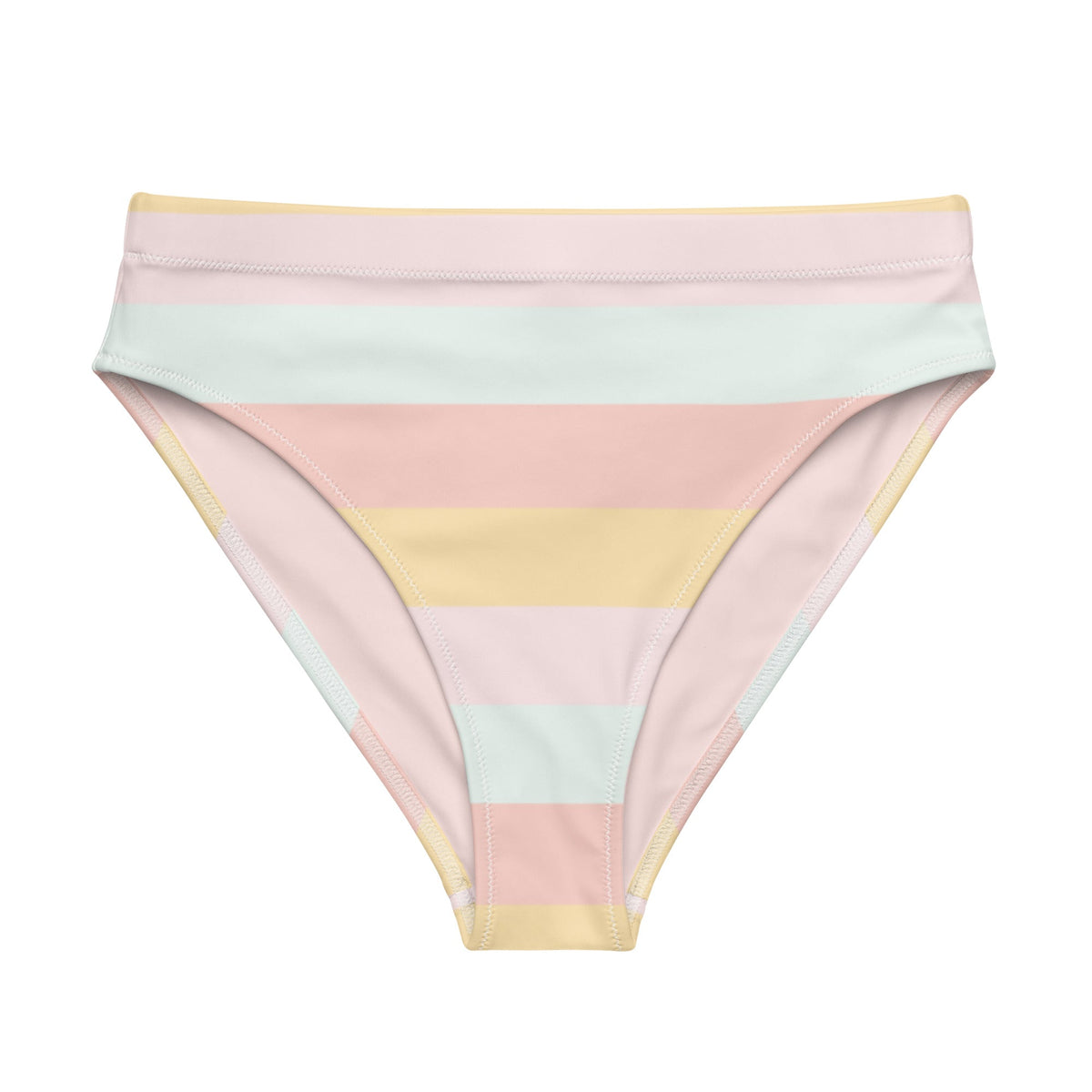 MIAMI ECO HIGH WAISTED BIKINI BOTTOM | SUMMER STRIPES - PINKCOLADA