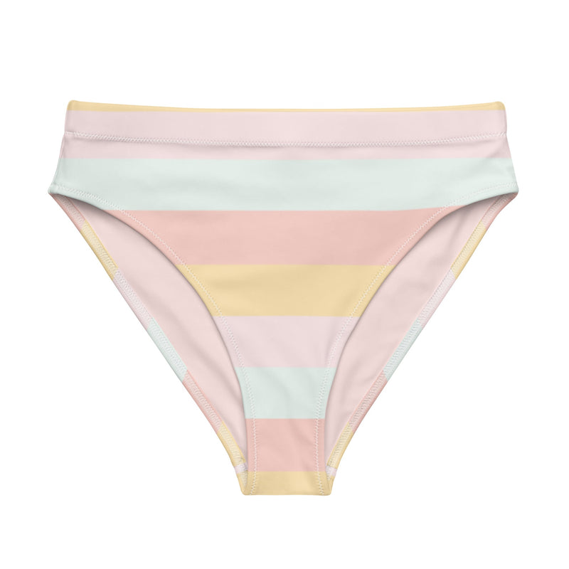 MIAMI ECO HIGH WAISTED BIKINI BOTTOM | SUMMER STRIPES - PINKCOLADA
