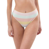 MIAMI ECO HIGH WAISTED BIKINI BOTTOM | SUMMER STRIPES - PINKCOLADA