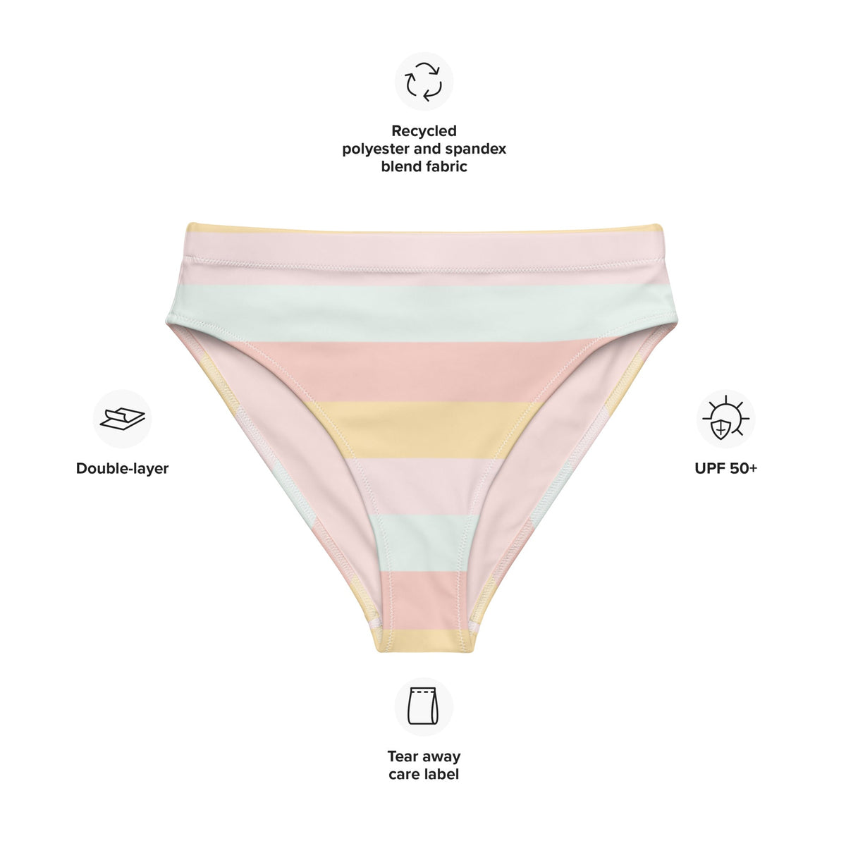 MIAMI ECO HIGH WAISTED BIKINI BOTTOM | SUMMER STRIPES - PINKCOLADA