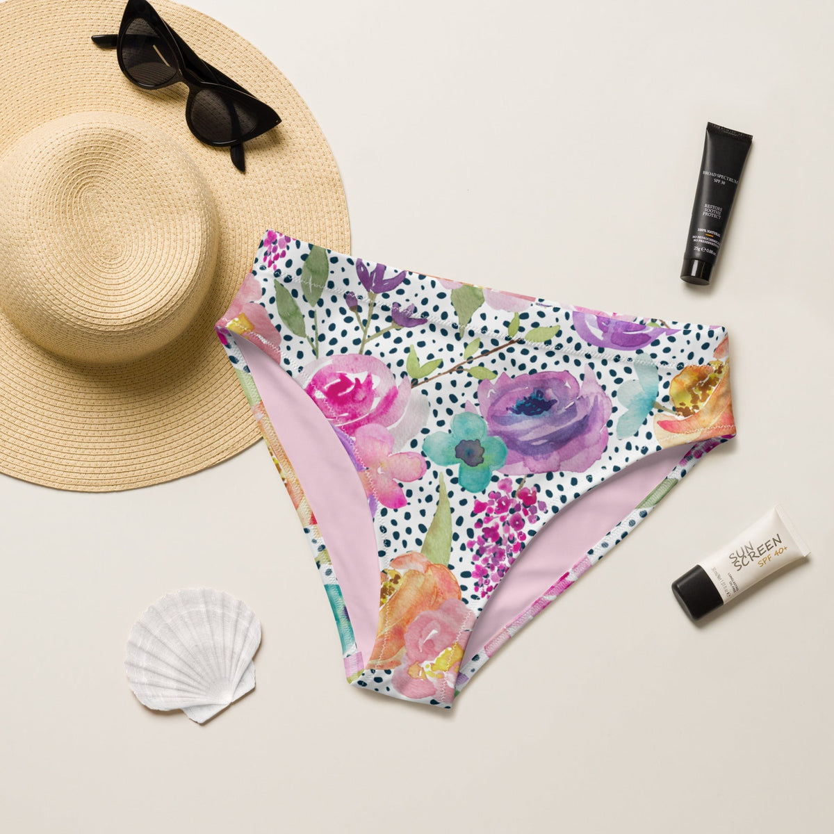 MIAMI ECO HIGH WAISTED BIKINI BOTTOM | TOCHKI GARDEN - PINKCOLADA