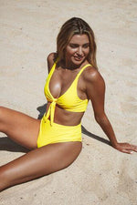 TIE UP BIKINI TOP IN MANGO YELLOW - PINKCOLADA